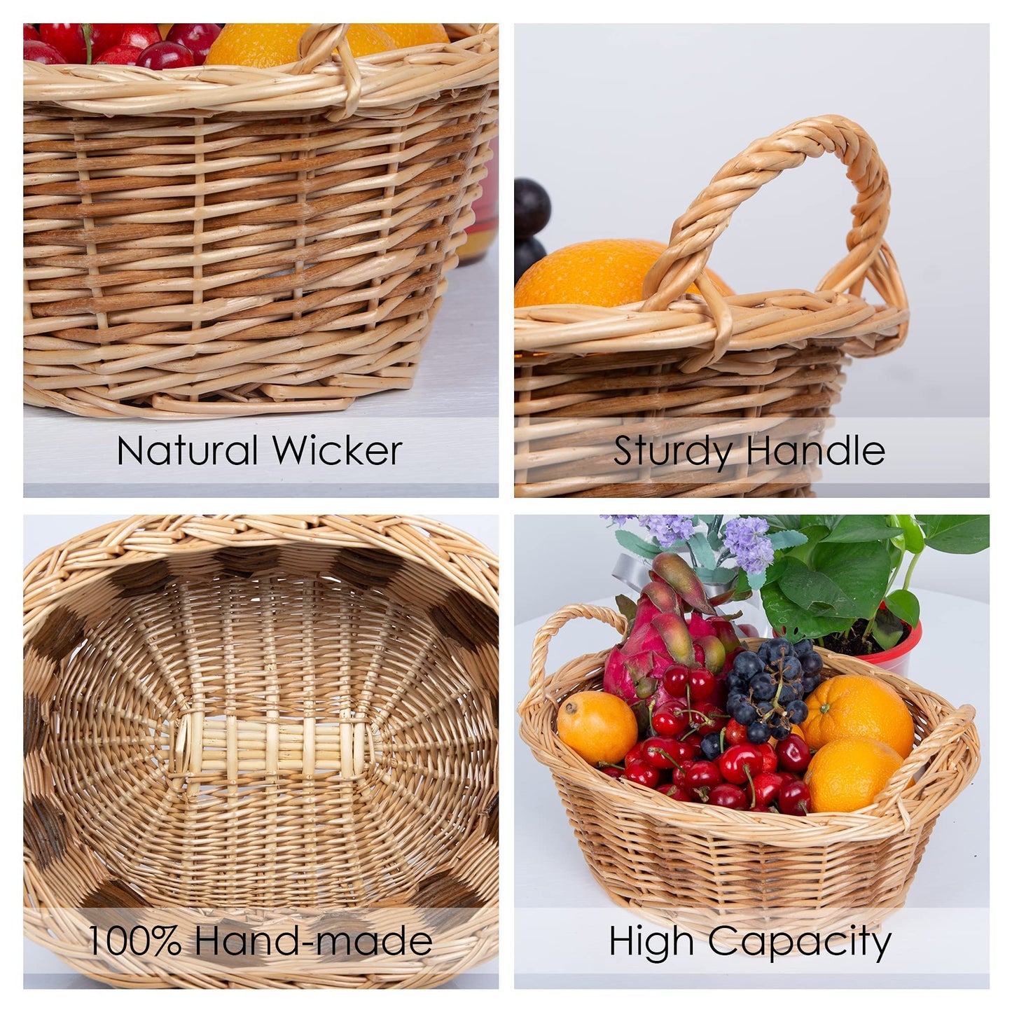 Rurality Small Empty Gift Basket to Fill Chocolate,Nuts,Coffee,Cookies for Women,Holiday,Easter,Mother's Day,Birthday,Present Hamper with Handle,Small