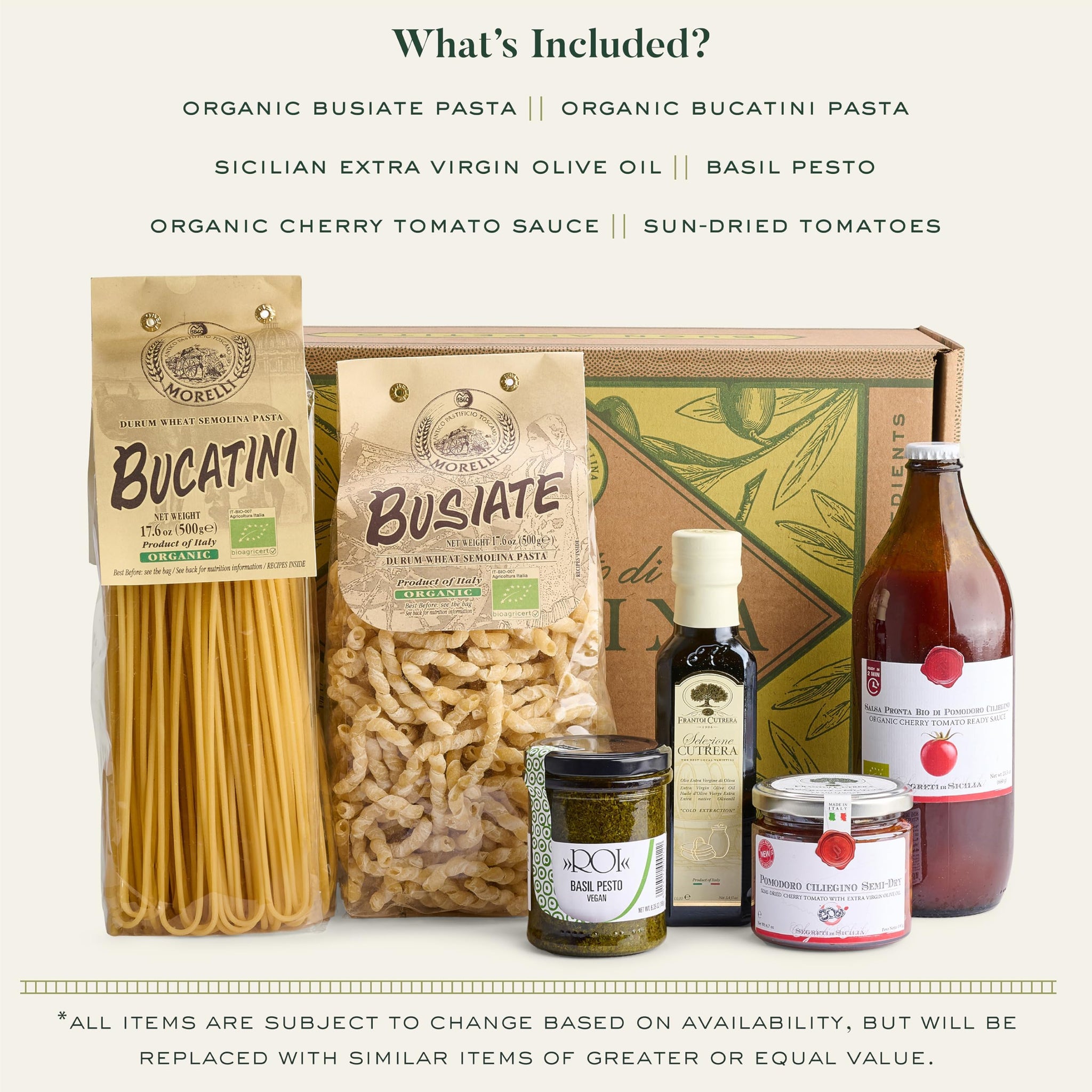 Mercato di Bellina Italian Food Gift Basket La Cucina Italiana - A Vegan-Friendly, All-Natural Pasta Gift Basket, Gourmet Present for Foodies