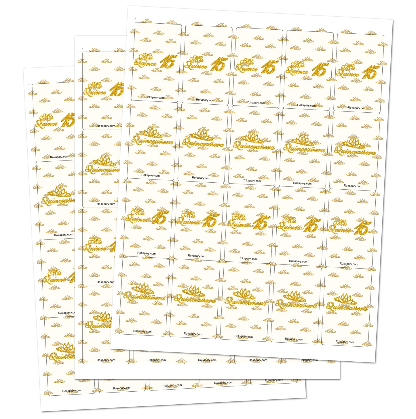 Mis Quince Miniature Candy Bar Wrapper, Quinceanera Mini Chocolate Bar Stickers for 15 Birthday Party, Table Top Event Decorations, (Set of 60) Candy