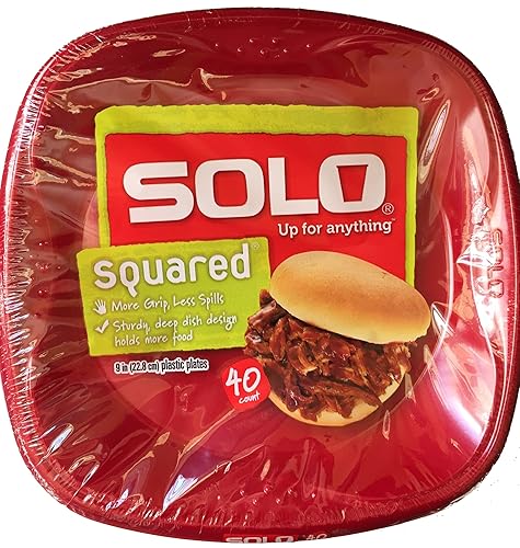 Solo Cup Solo Squared Plastic Plates 9" Red