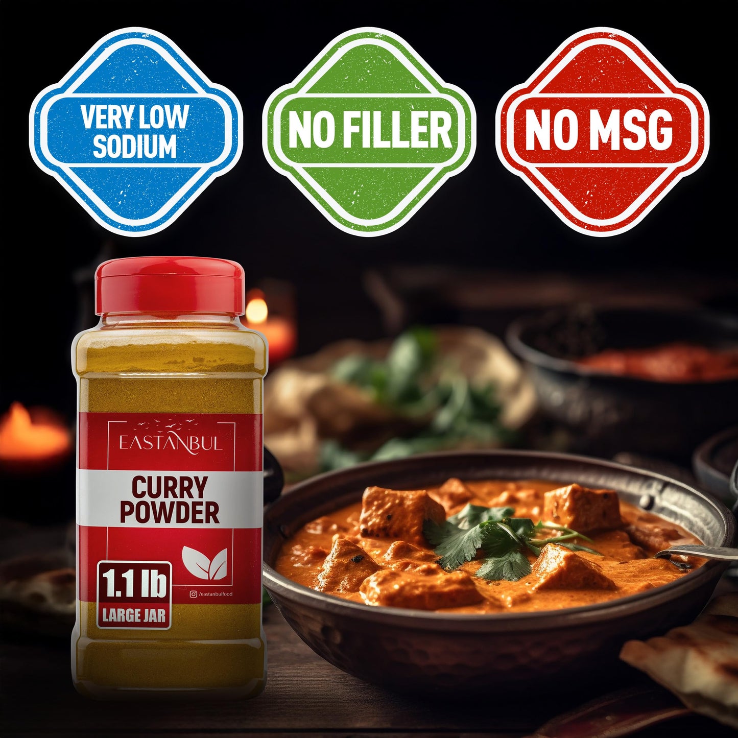 Eastanbul Curry Powder, 1.1lb, Traditional Indian Spice Blend Curry, Authentic Seasoning, Premium Quality Blend Yellow Powder, Indian Seasoning