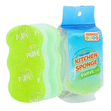 The Kosher Cook Parve Green Dishwashing Sponges, Easy Grip Wavy Absorbent Cleaning Scrub and Scouring Pad, Durable and Soft, Color Coded Home