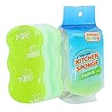 The Kosher Cook Parve Green Dishwashing Sponges, Easy Grip Wavy Absorbent Cleaning Scrub and Scouring Pad, Durable and Soft, Color Coded Home