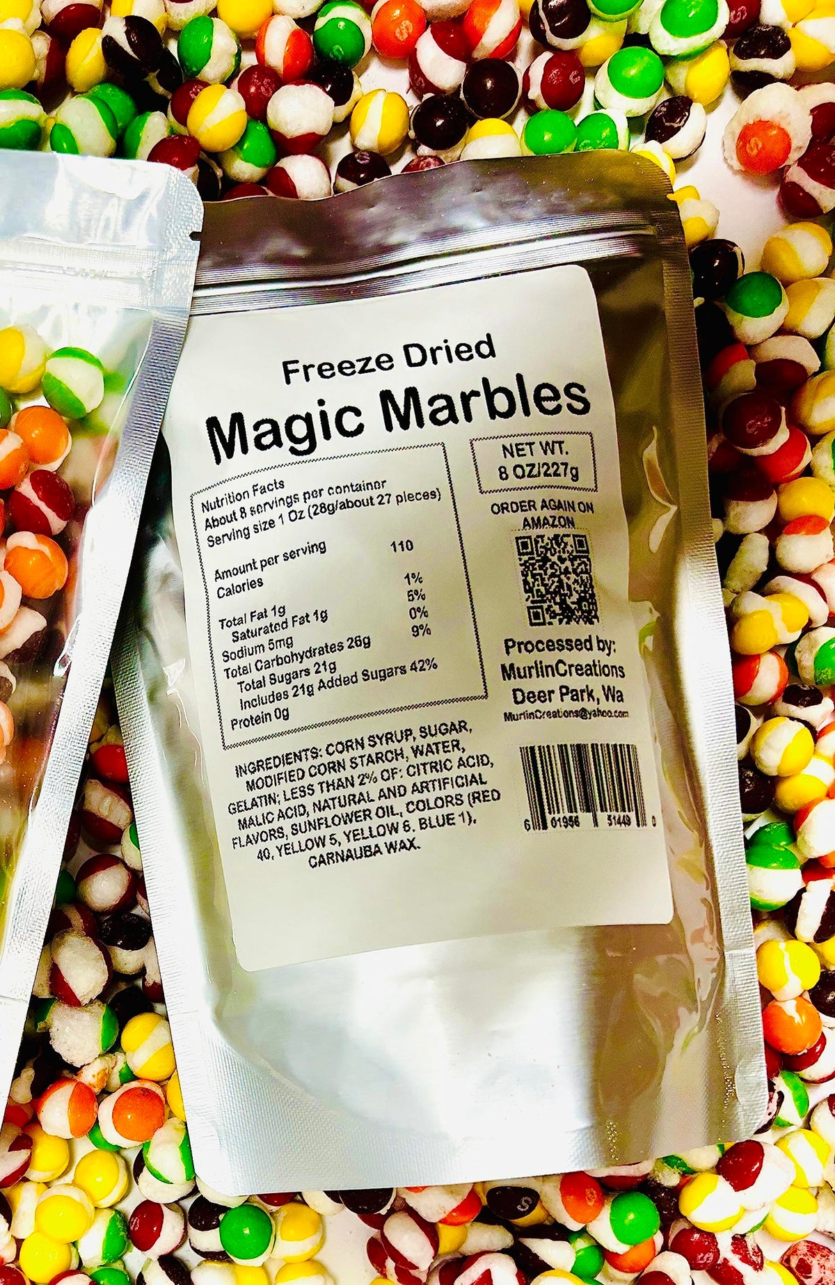Magic Marbles Freeze Dried Candy - Original Flavors - Strawberry, Orange, Lemon, Lime & Grape Intensified With An Exciting CRUNCH!, 8oz