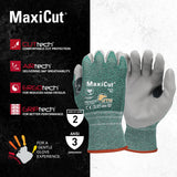 ATG 18-570/XL Maxicut, Green 15G Engineered Yarn Shell, Gray Nitrile Microfoam Grip, A2 Green XL
