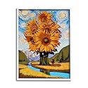 Stupell Industries Giant Sunflower Stalk Country Side Landscape Spiral Sky Framed Wall Art, Design by Thomas Fluharty