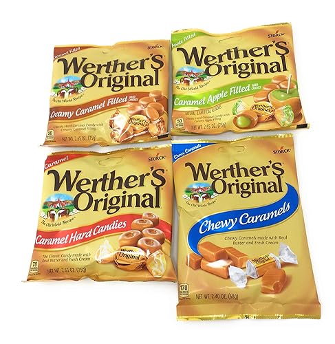 Werther's Candy Variety Pack - Original Hard Candies, Chewy Caramels, Creamy Filled, Caramel Apple Filled, Individually Wrapped Treats for Halloween