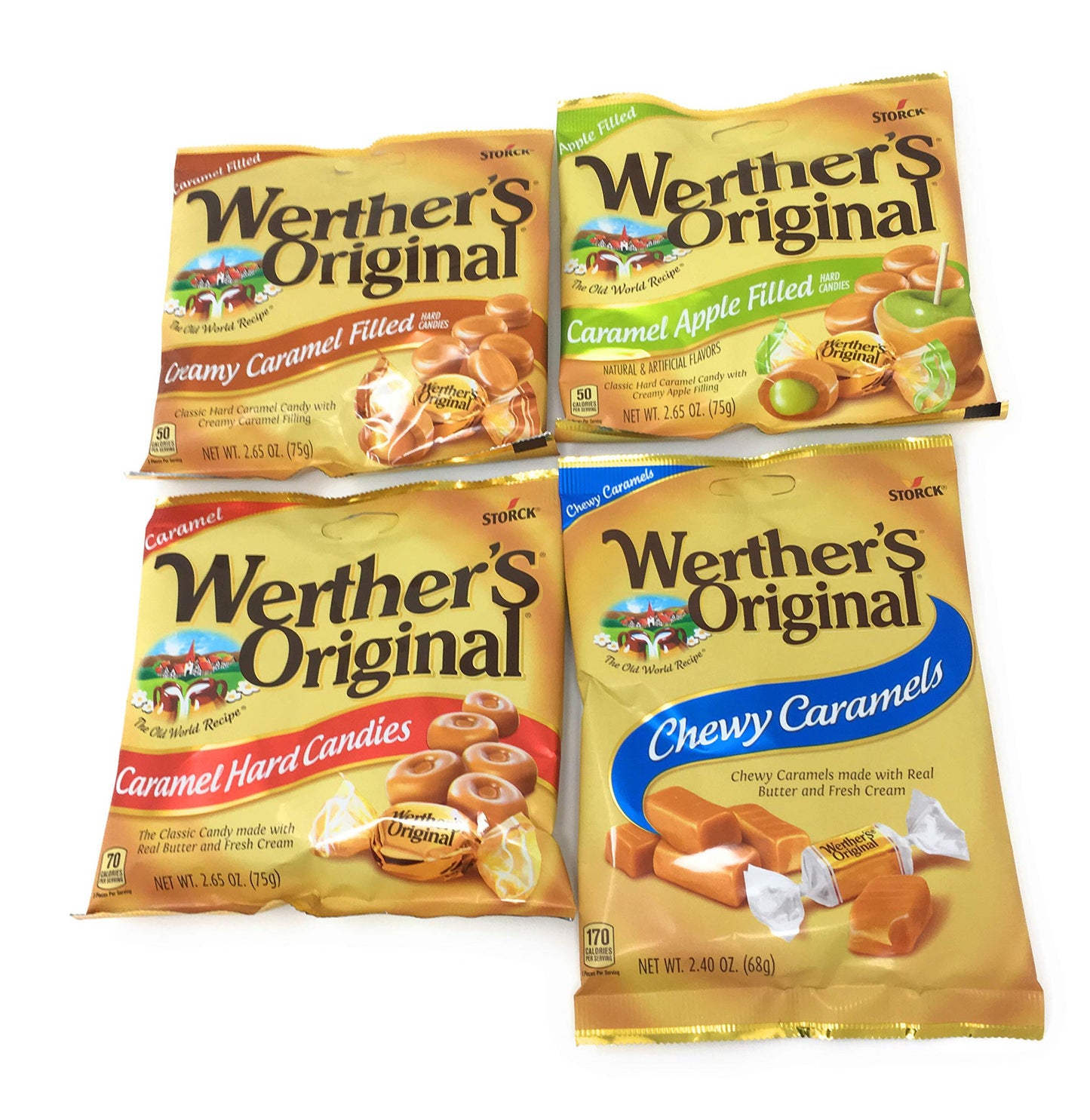 Werther's Candy Variety Pack - Original Hard Candies, Chewy Caramels, Creamy Filled, Caramel Apple Filled, Individually Wrapped Treats for Halloween
