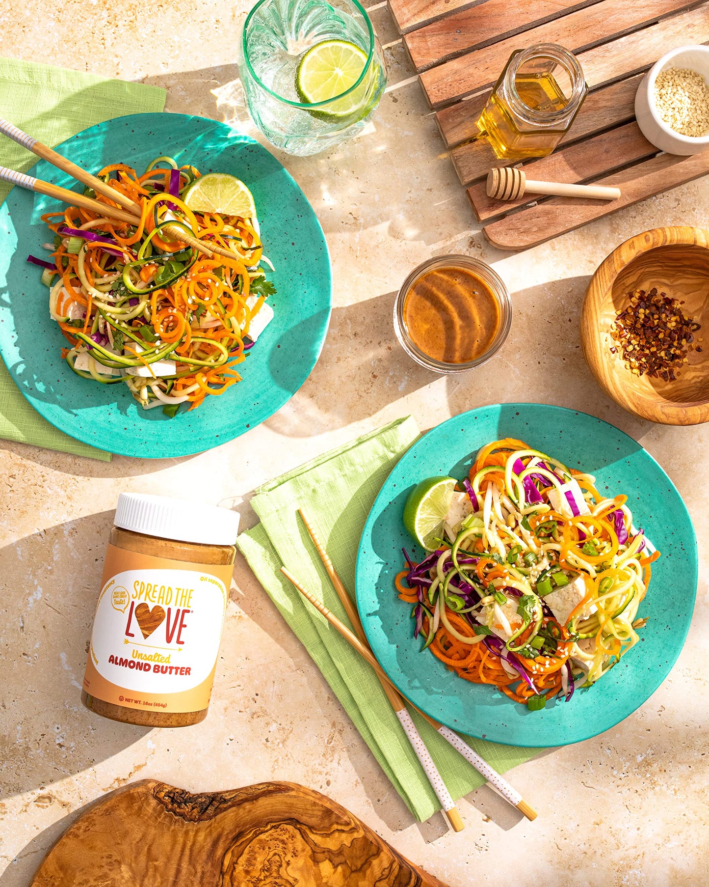 Spread The Love UNSALTED Almond Butter, 16 Ounce (All Natural, Vegan, Gluten-free, Creamy, No added salt, No added sugar, No palm fruit oil, Not