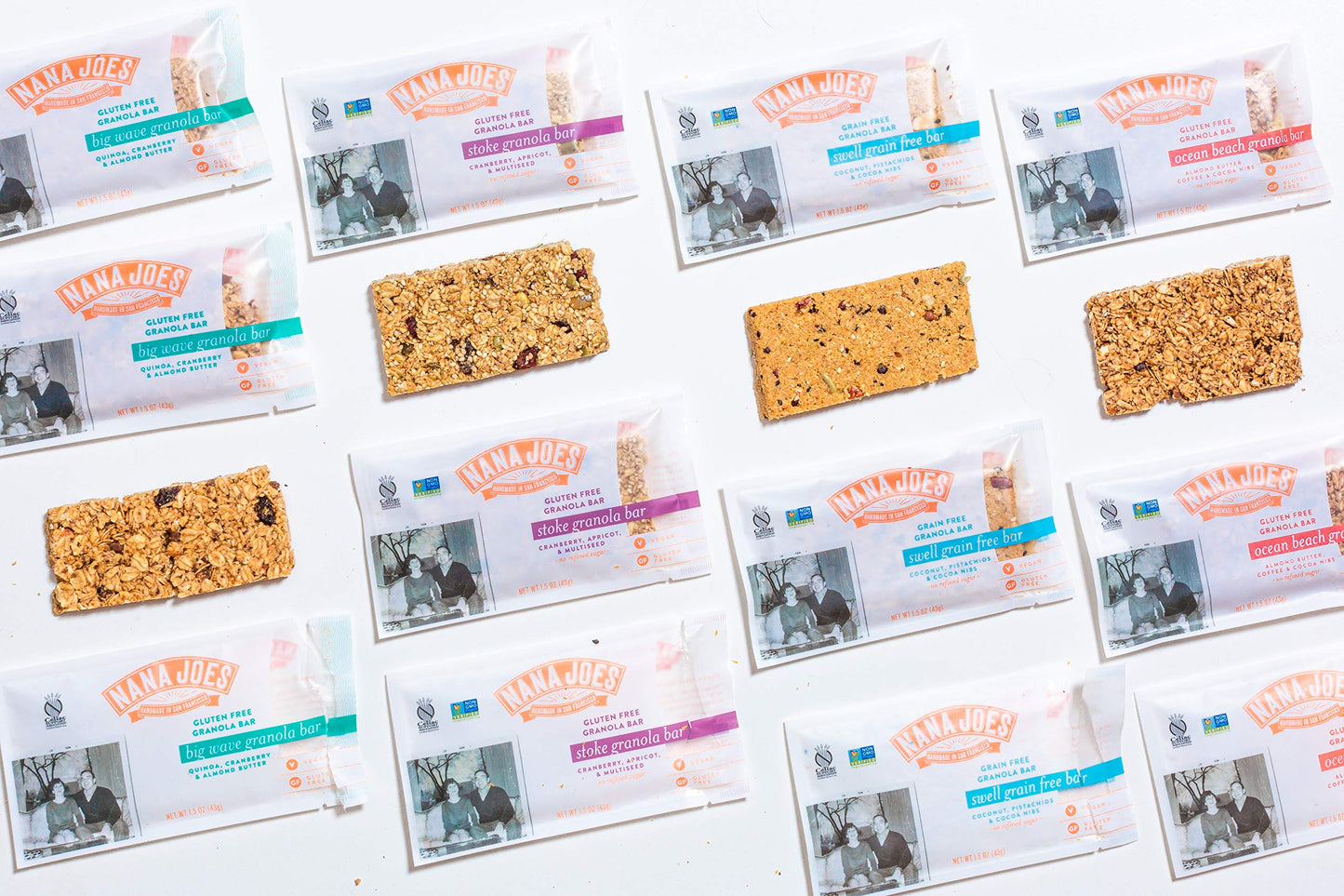 Nana Joes Granola Variety Bars | Handmade, Gluten-Free, Vegan, Healthy, Plant-Based, Organic Whole Ingredients, No Refined Sugar or Preservatives |