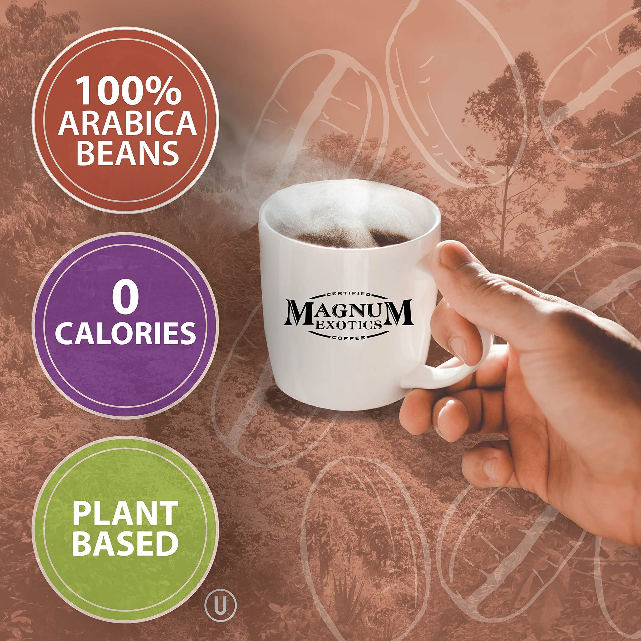 Magnum Exotics Coffee, Blue Mountain Ground Coffee Blend - Light-Medium Roast, Made from 100% Arabica Beans, Rich & Smooth Flavor, Fresh Roast - 1 Lb