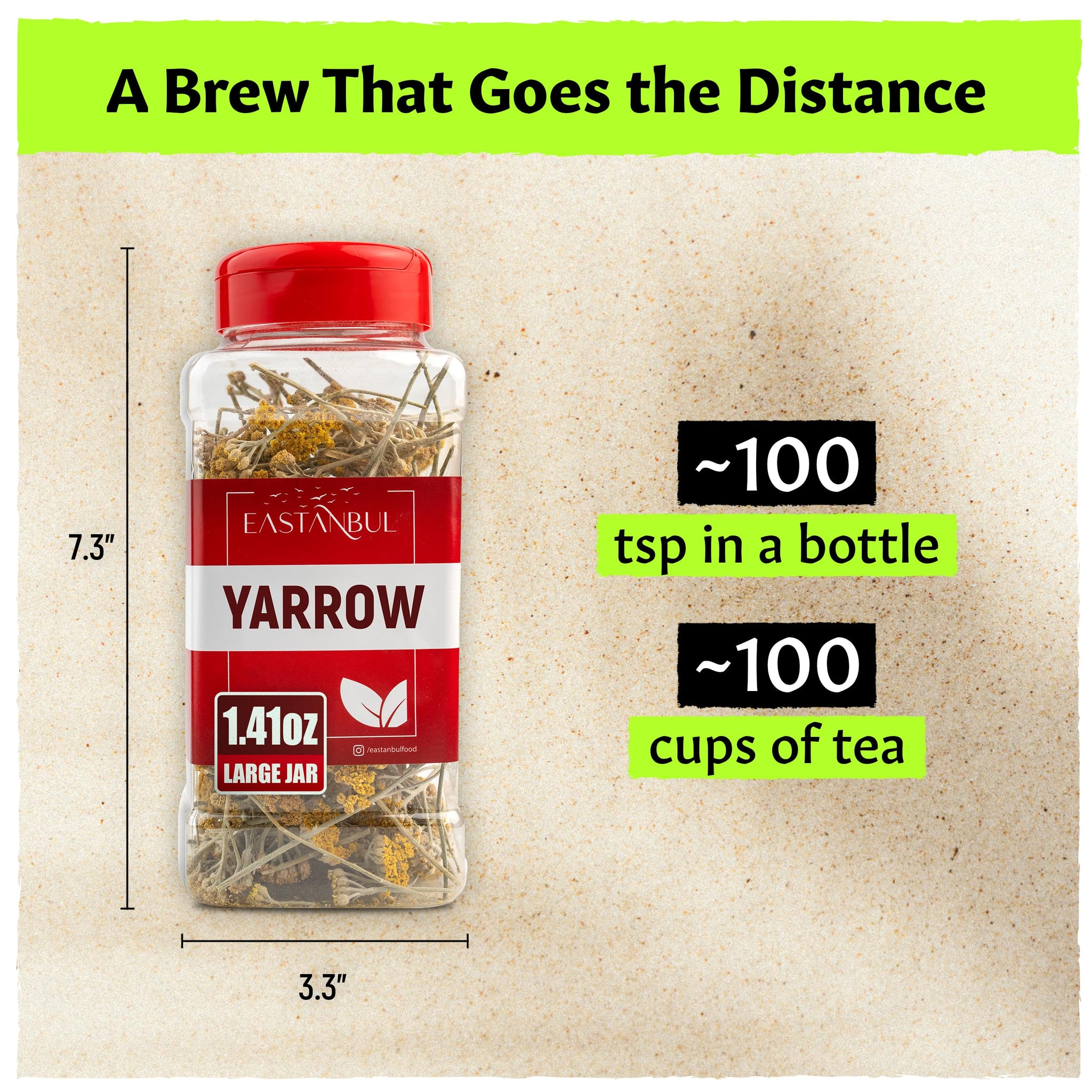 Eastanbul Yarrow Tea, 1.41oz Yarrow Herb, Milenba Hierba, Caffeine Free Loose Leaf Herb, Freshly Cut Flower, Dried, Natural, Vegan, Gluten Free