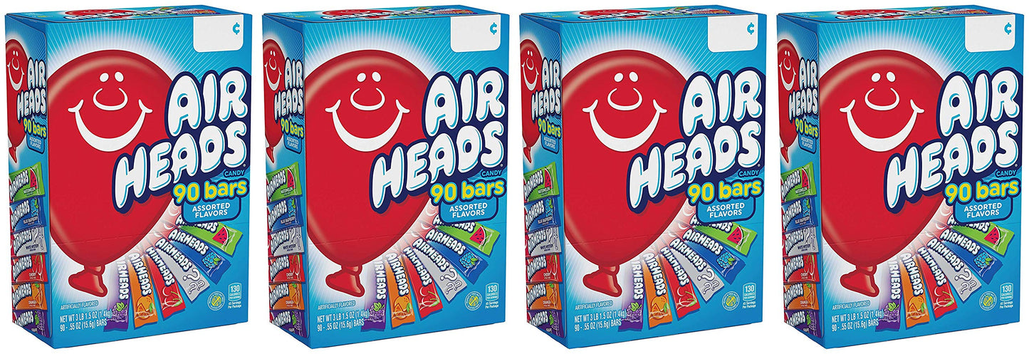 Airheads Bars, Chewy Fruit Candy, Variety Pack, 90 Count (Packaging May Vary) - 4 Pack