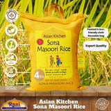 Asian Kitchen White Sona Masoori Aged Rice 4-Pound Bag, 4lbs (1.81kg) Short Grain Rice ~ All Natural | Gluten Friendly | Vegan | Indian Origin |