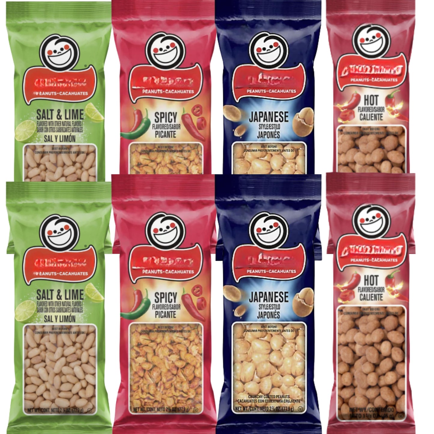 Assorted Peanuts Variety Pack - 10 Single-Serve Snack Bags | Salt & Lime, Spicy, Japanese & Hot Flavors | Crunchy Peanut Snacks for Lunchboxes