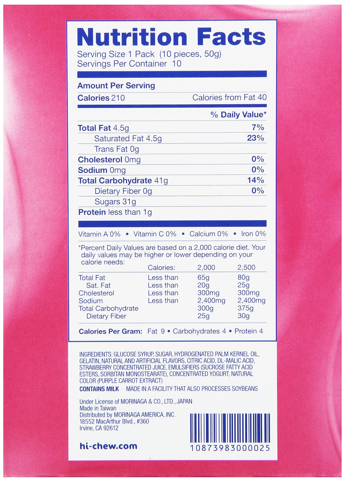 Morinaga Hi-Chew Strawberry Fruit Chews, 1.76-Ounce Packages (Pack of 20)
