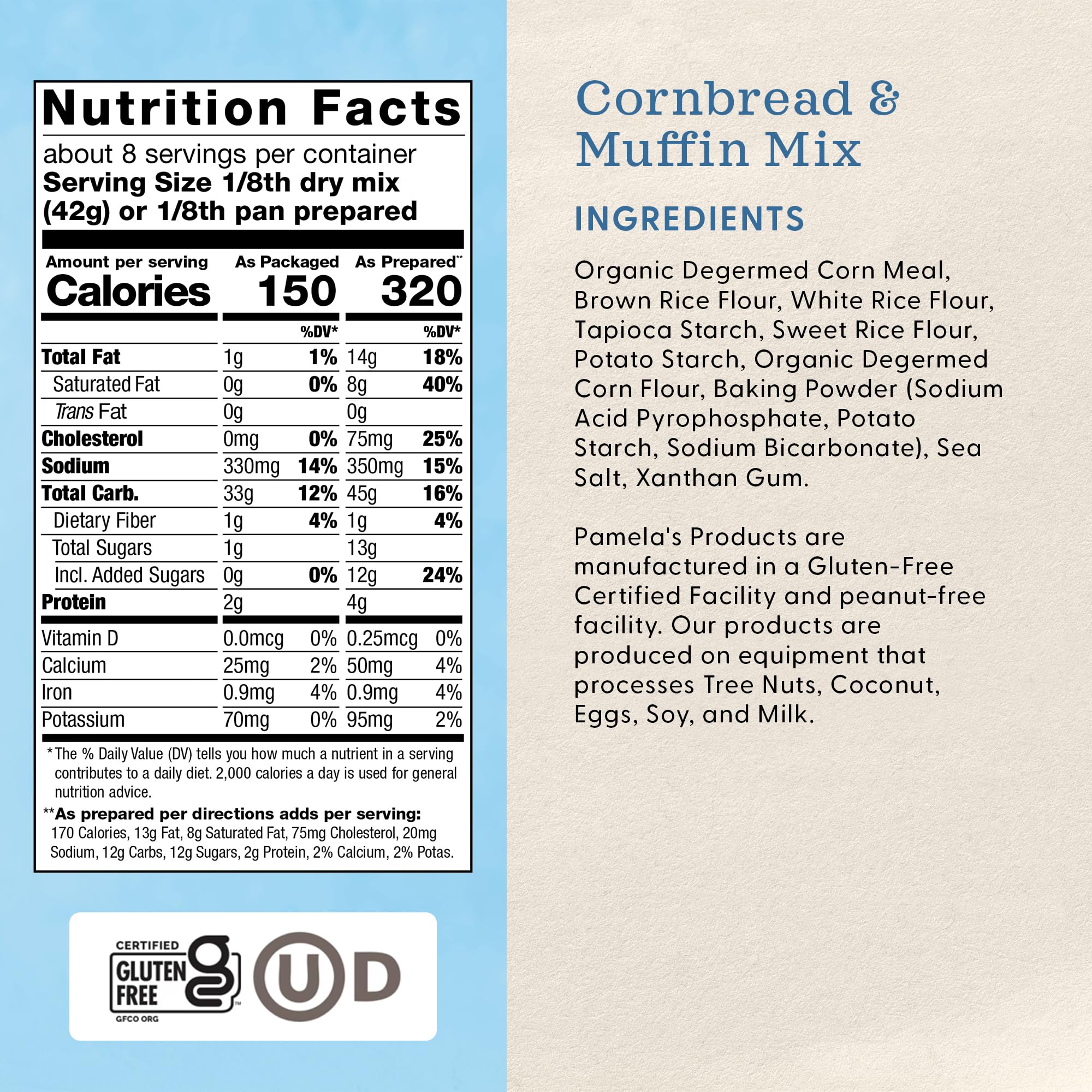 Pamela's Products Gluten Free Cornbread and Muffin Mix - 12 oz - 2PC