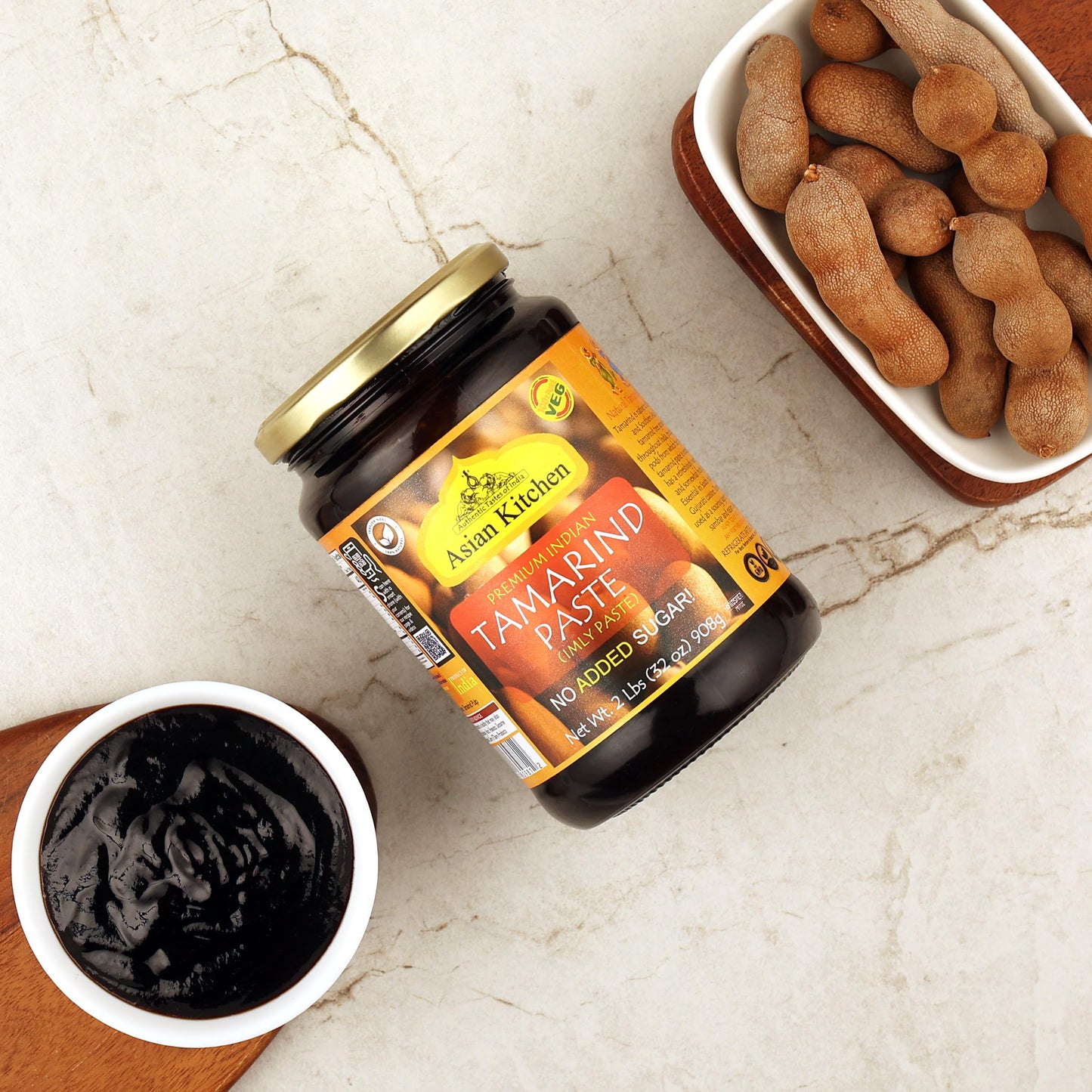 Asian Kitchen Tamarind Paste Puree (Imli) 32oz (908g) 2lbs Glass Jar, Gluten Free, No added sugar ~ All Natural | Vegan | NON-GMO | No Colors | Indian