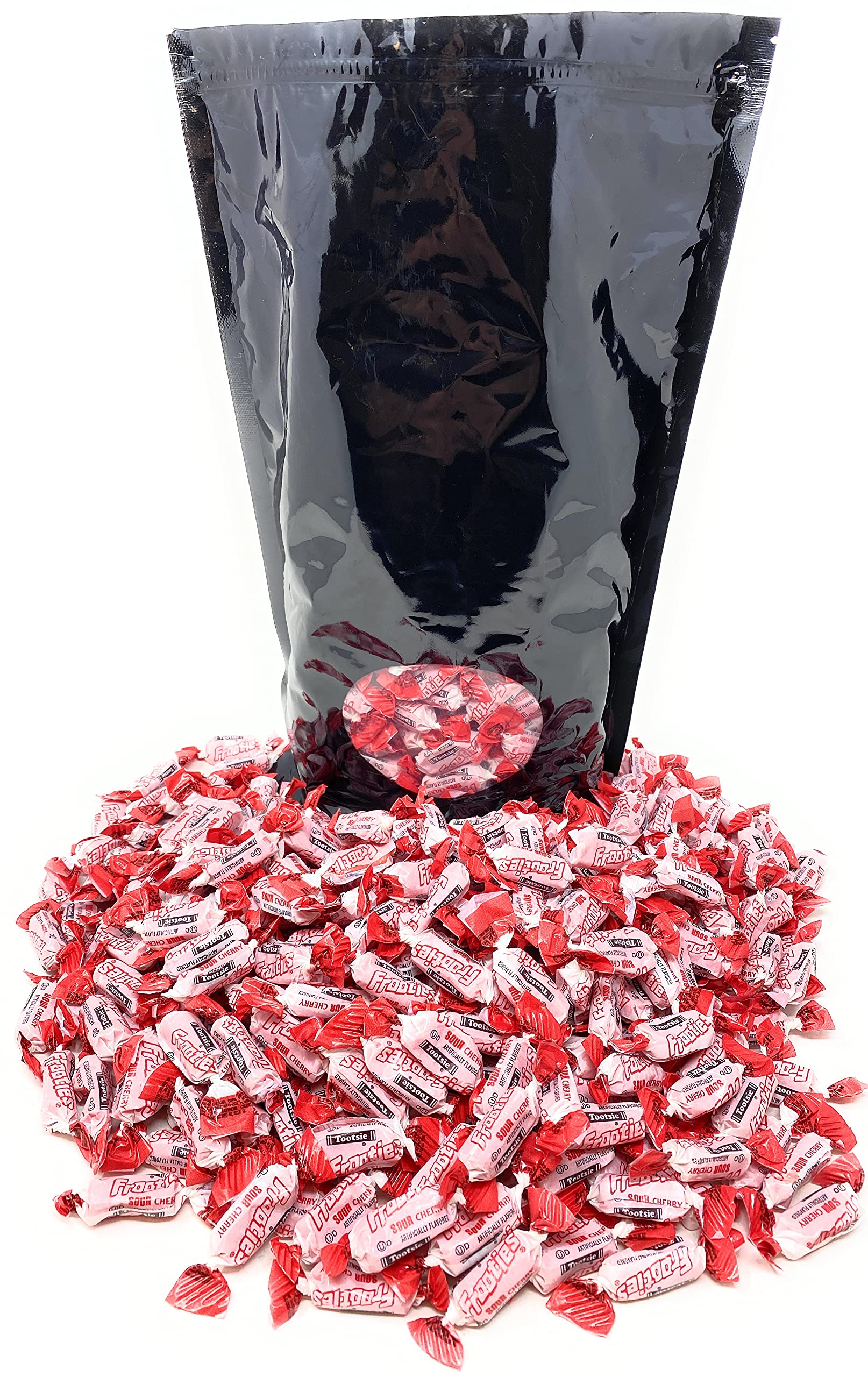 Bulk Sour Cherry Flavor Tootsie Roll Frooties Chewy Red American Taffies Candy Individually Wrapped In Resealable Assortit Bag 5 Lb 735+pcs (80-Oz)
