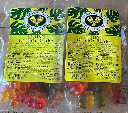 (Pack of 2) Hawaiian Tradition Li Hing Gummy Bears 4 Oz. Bag