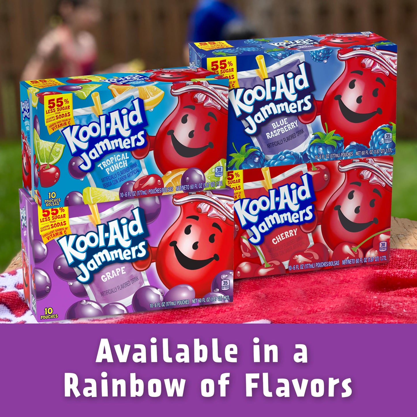Kool-Aid Jammers Artificially Flavored Drink, 10 Pouches, for School Lunches and On-the-Go Hydration, Grape Flavor, Excellent Source of Vitamin C, 6