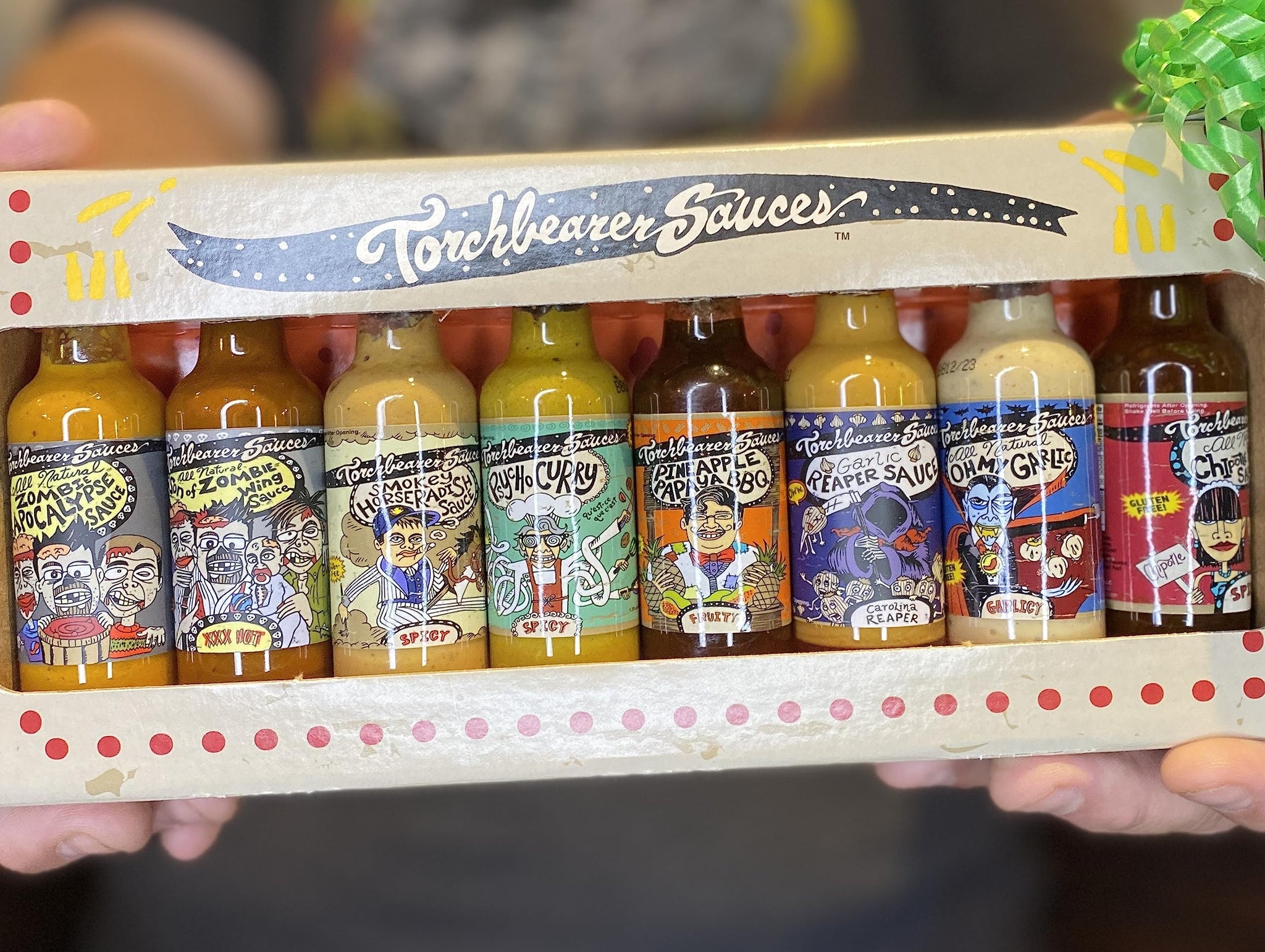 Torchbearer Sauces Hot Sauce Variety Gift Box of Minis, 8ct 1.75oz Bottles from Mild to Wild - All Natural Hot Sauce, Extract-Free, Preservative-Free