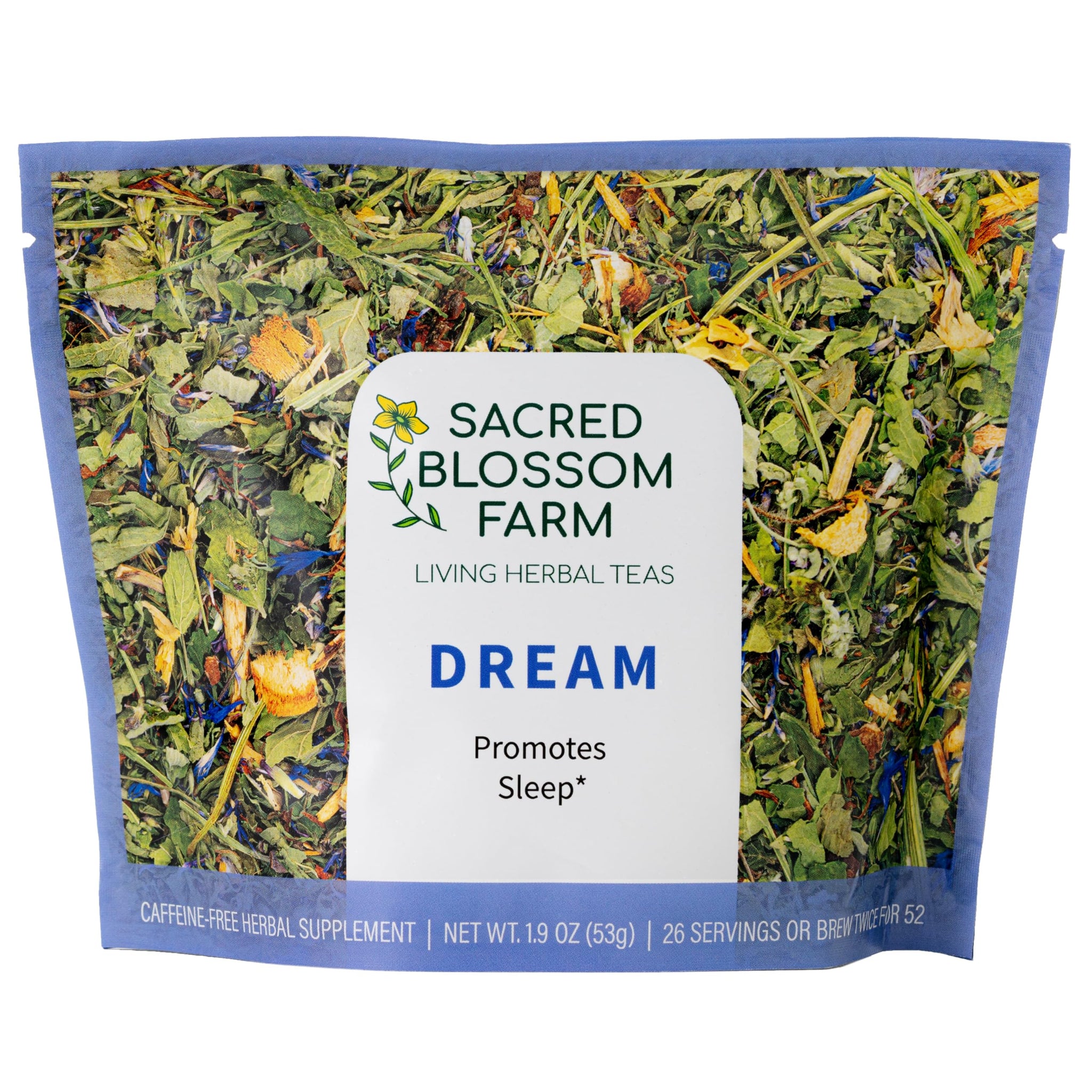 Dream Herbal Tea | Sacred Blossom Farm | 1.9 oz. Loose Leaf Tisane | Promotes Sleep* | Organically Grown in Wisconsin | Herbal Tea & Medicinal Herbs |