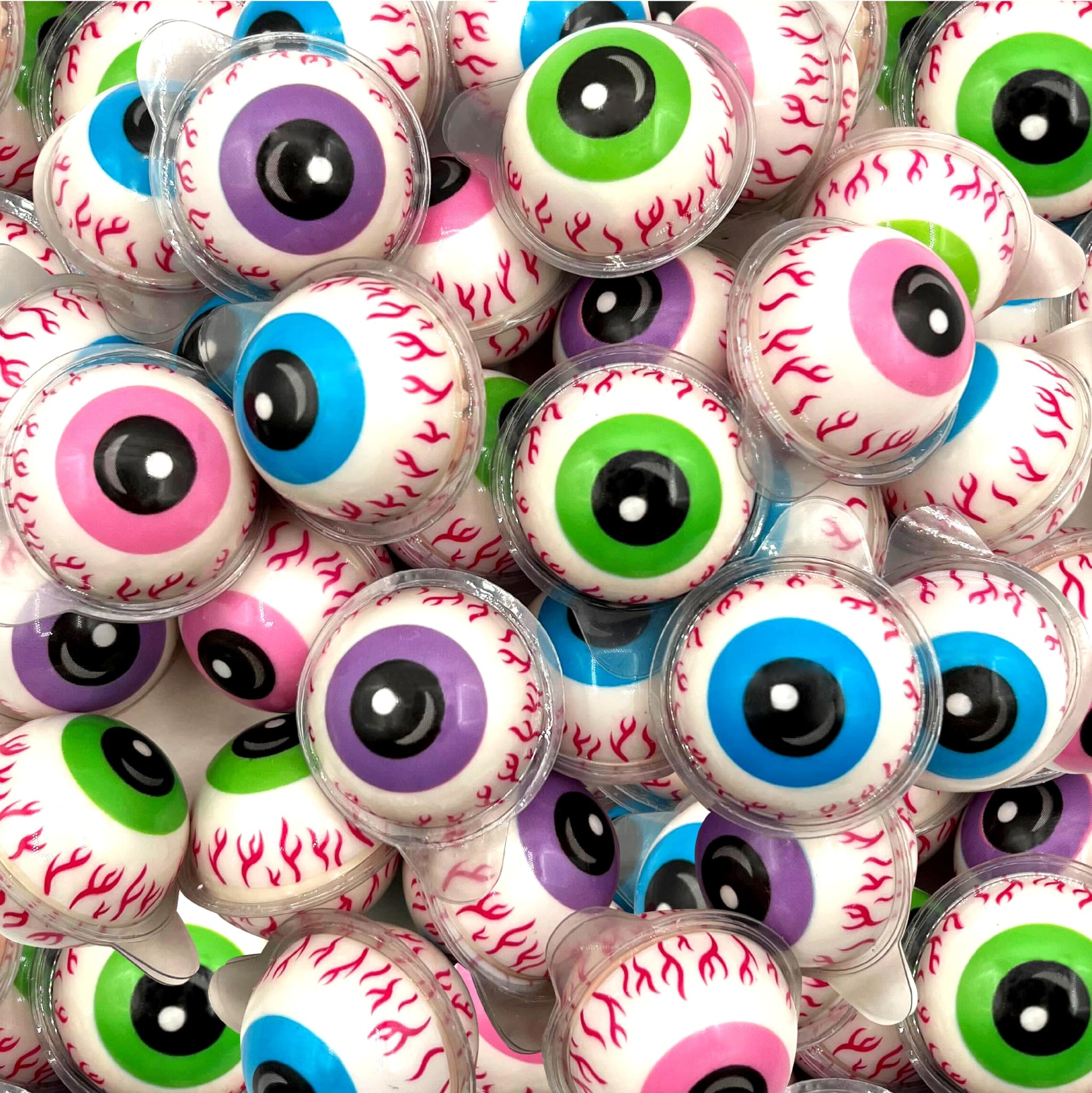 Eyeballs Gummy Candy - 19 Oz Jar (30 Count) - Strawberry Jelly Filled Gummies - Individually Wrapped Candy - Party Favors - Spooky Eyes Gummies by