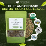 Biokoma Organic Cistus Rock Rose Loose Leaf 3.55oz Cistus Incanus Dried Leaves USDA Organic Herbal Tea Immune Respiratory Support Resealable Pouch