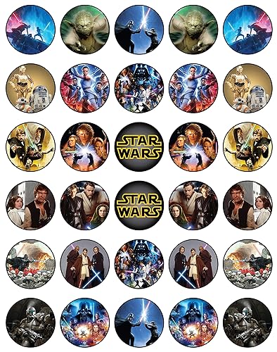 30 x Edible Cupcake Toppers - Galactic Adventure Inspired Collection of Edible Cake Decorations | Uncut Edible on Wafer Sheet