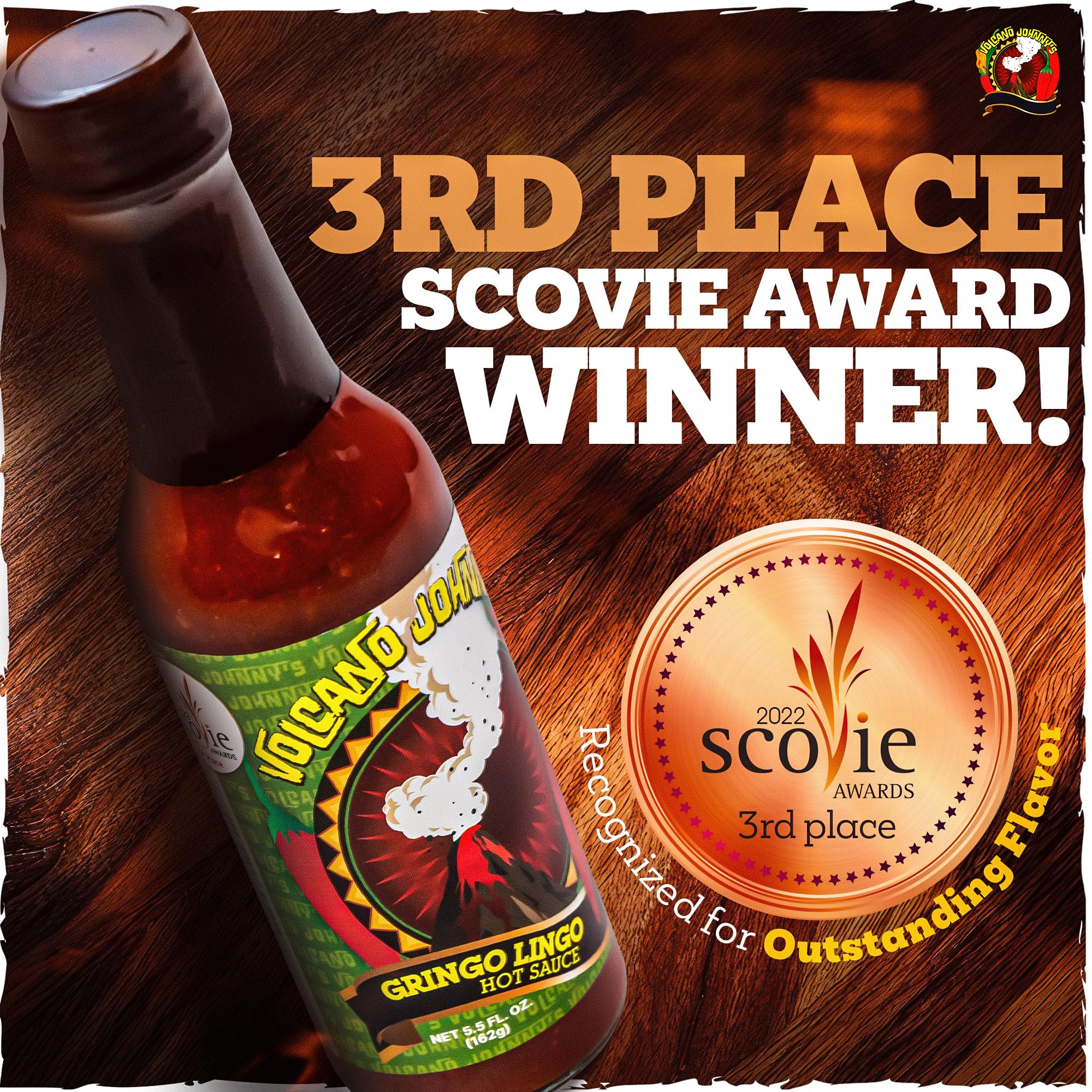 Volcano Johnny's Gringo Lingo Hot Sauce | Award-Winning Mild & Smoky Red Jalapeño | Smoked Craig's Grande Peppers | Gourmet Burger & Taco Sauce |
