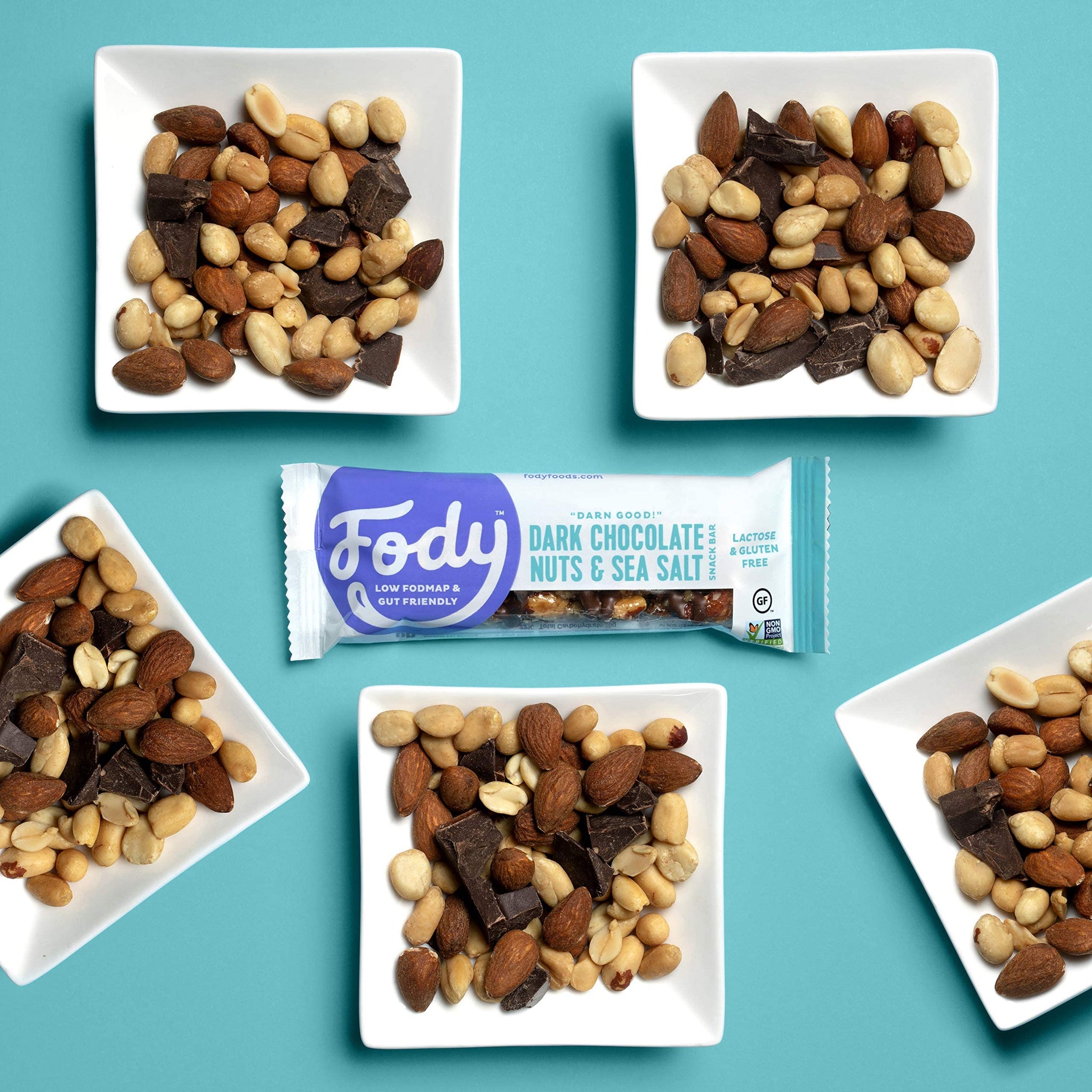 Fody Foods Snack Bars, Dark Chocolate Nuts & Sea Salt, 1.41 Oz (Pack of 6), 5g Protein, Low FODMAP, Gut & IBS Friendly, Vegan, Lactose Free, Non-GMO