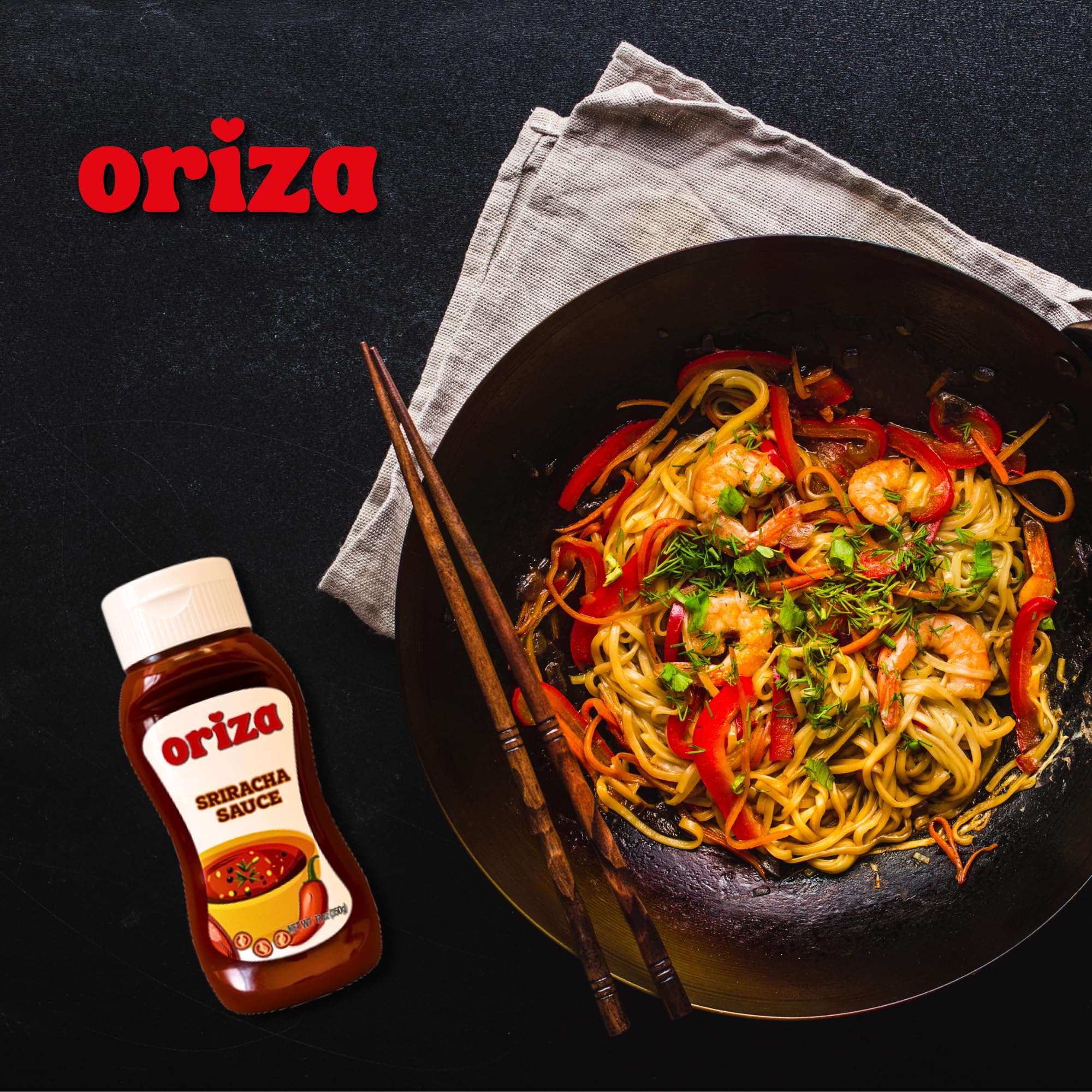Oriza Sriracha Sauce 12oz - Tangy & Spicy Thai-Style Hot Chili Sauce - Great on Noodles, Rice, and Stir-Fry