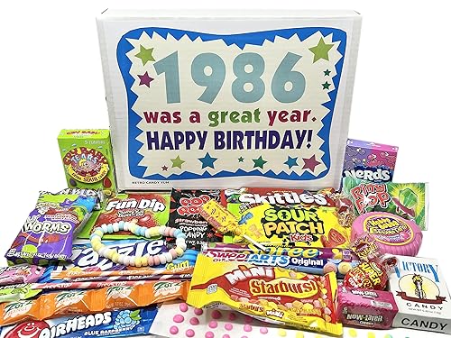 RETRO CANDY YUM ~ 1986 40th Birthday Gift Box of Nostalgic Retro Candy Assortment from Childhood for 40 Year Old Man or Woman Born 1986