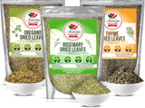 Rosemary, Thyme and Oregano (3-Pack), All Natural, Whole Leaf, Non-GMO, Dried Herb Variety Pack, Use For Seasoning Meats, Sauces, Soups