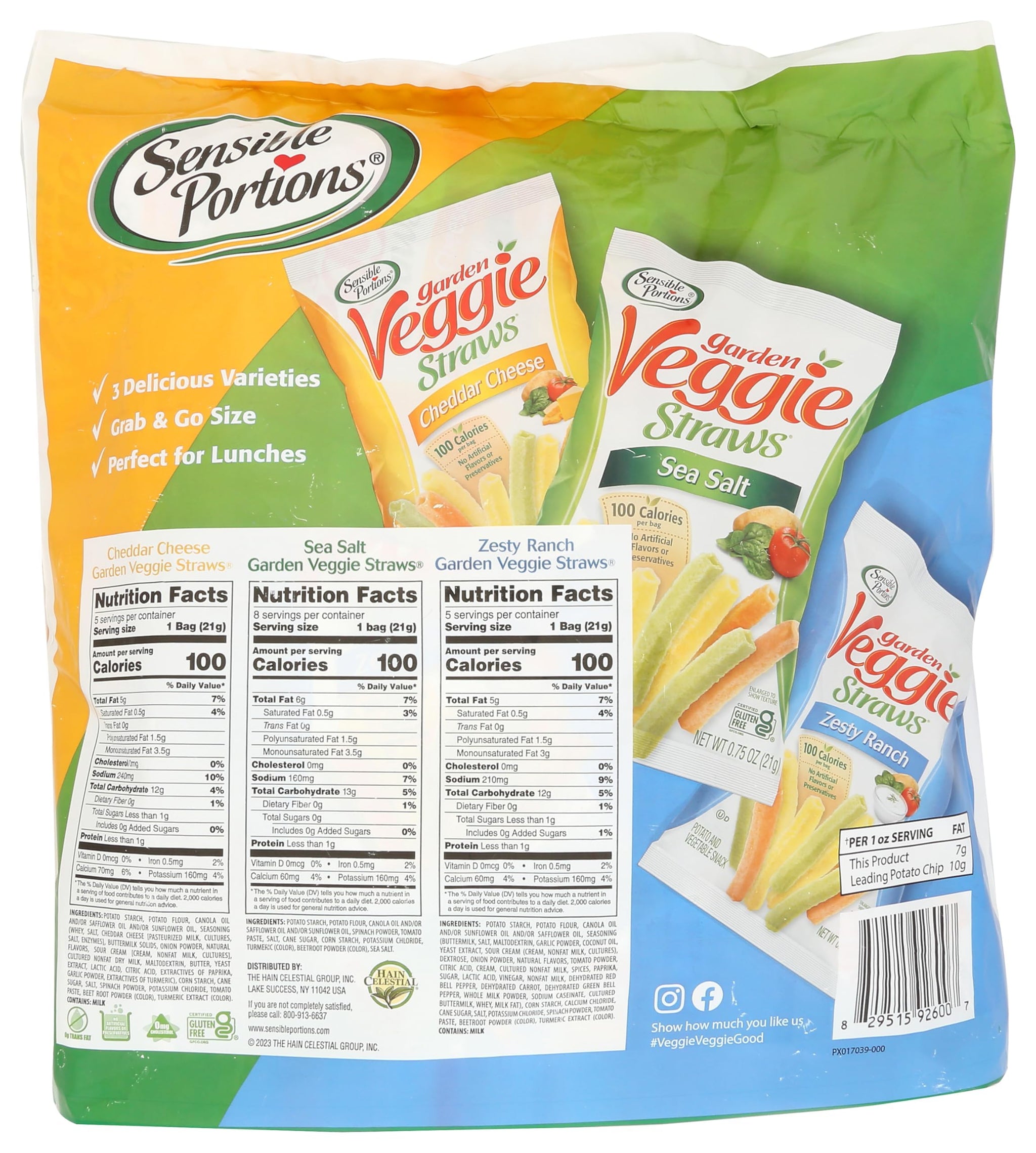 Sensible Portions Garden Veggie Snacks - Veggie Straws Variety Pack, 18ct Polybag (Pack of 1)