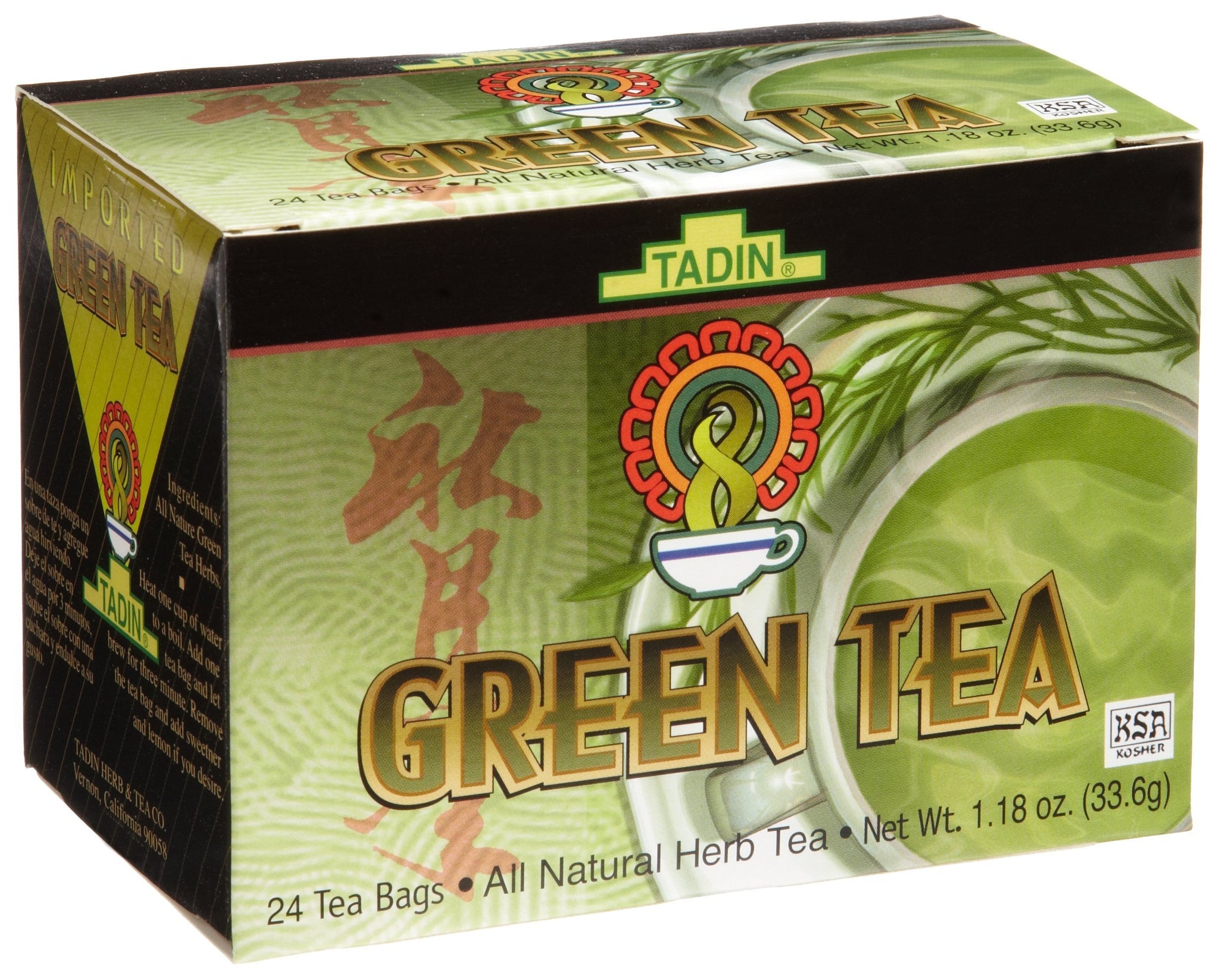 Tadin Tea, Green Tea, 24-Count Teabags (Pack of 12)