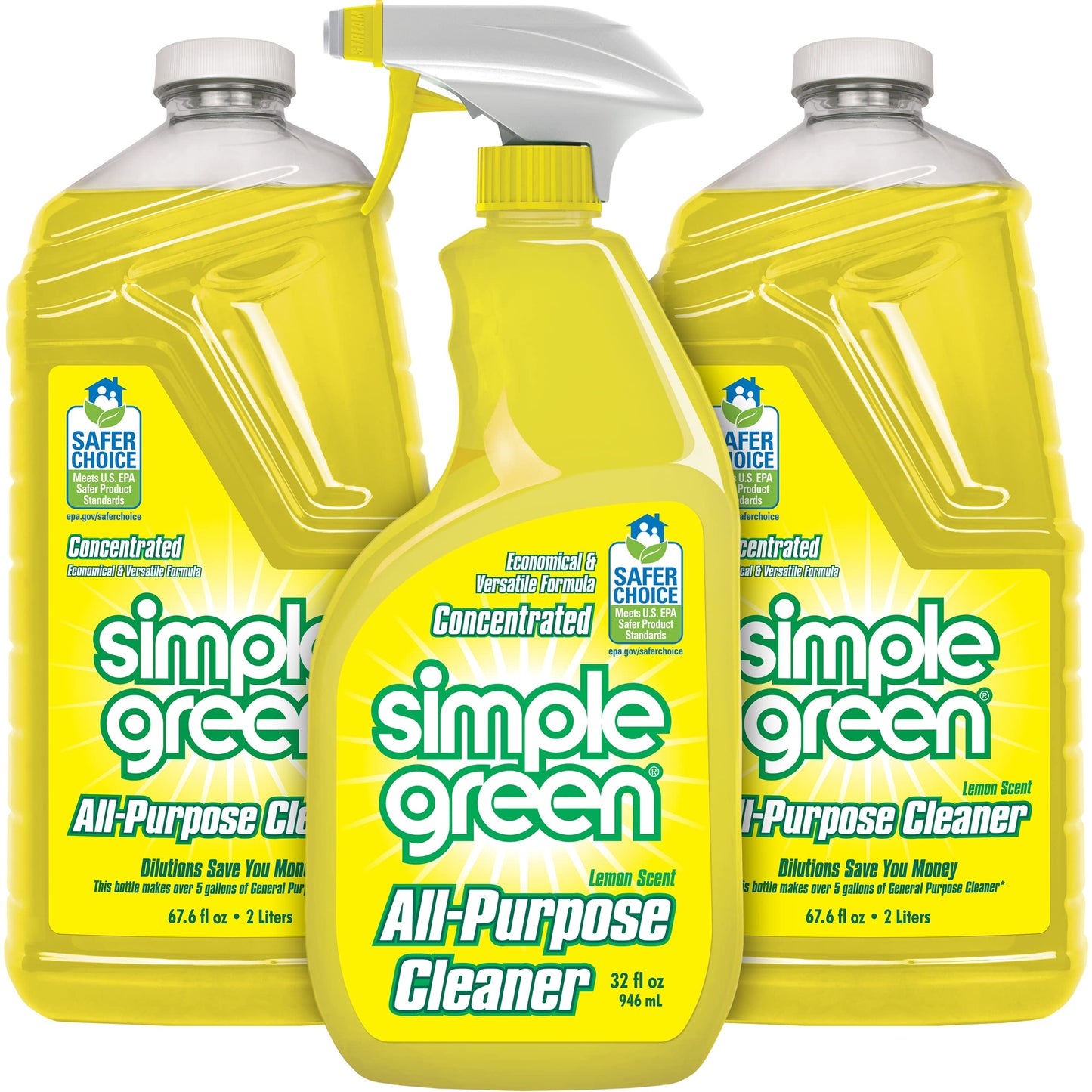 Simple Green All Purpose Cleaner Spray and Refill, Green, 3 Piece Set, 1 Count (Lemon)