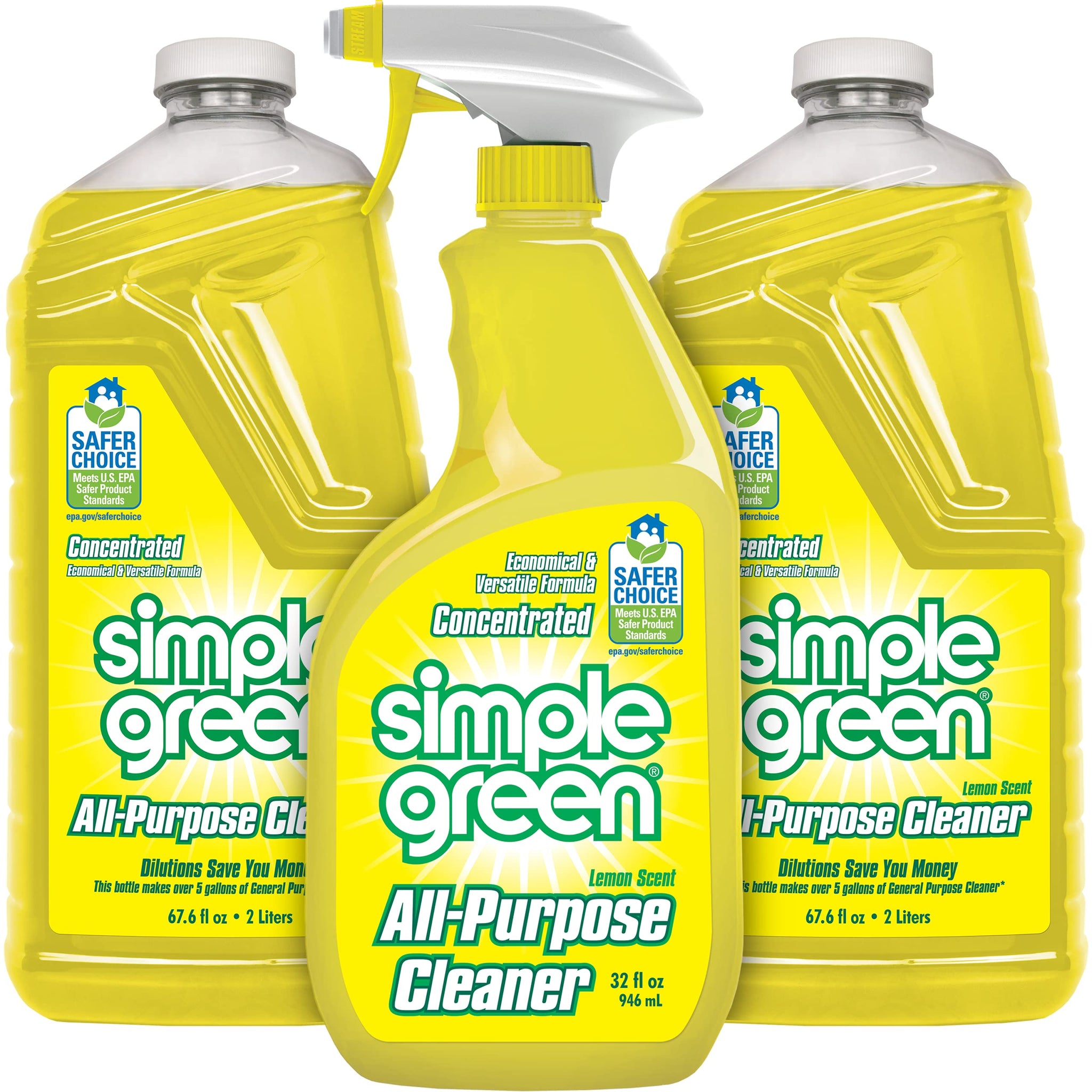 Simple Green All Purpose Cleaner Spray and Refill, Green, 3 Piece Set, 1 Count (Lemon)