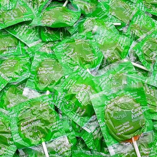 Caramel Apple Pops 2 lb - Suckers with Chewy Coating and Hard Center, Individually Wrapped Lollipops, Gluten Free Candy
