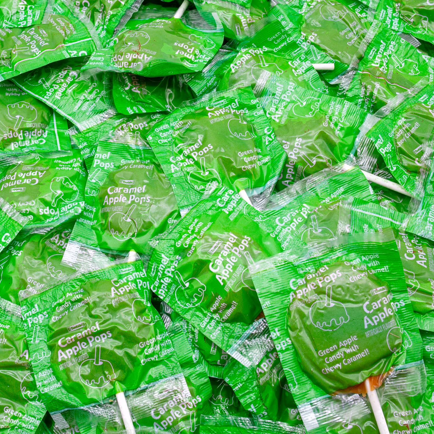 Caramel Apple Pops 2 lb - Suckers with Chewy Coating and Hard Center, Individually Wrapped Lollipops, Gluten Free Candy