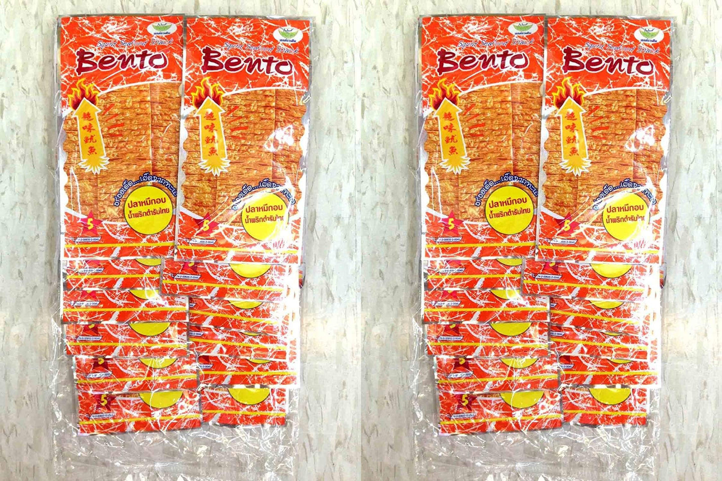 Bento Squid Seafood Snack Original Thai Chili Sauce (Wt. 6g X 12 Bags) Pack of 2