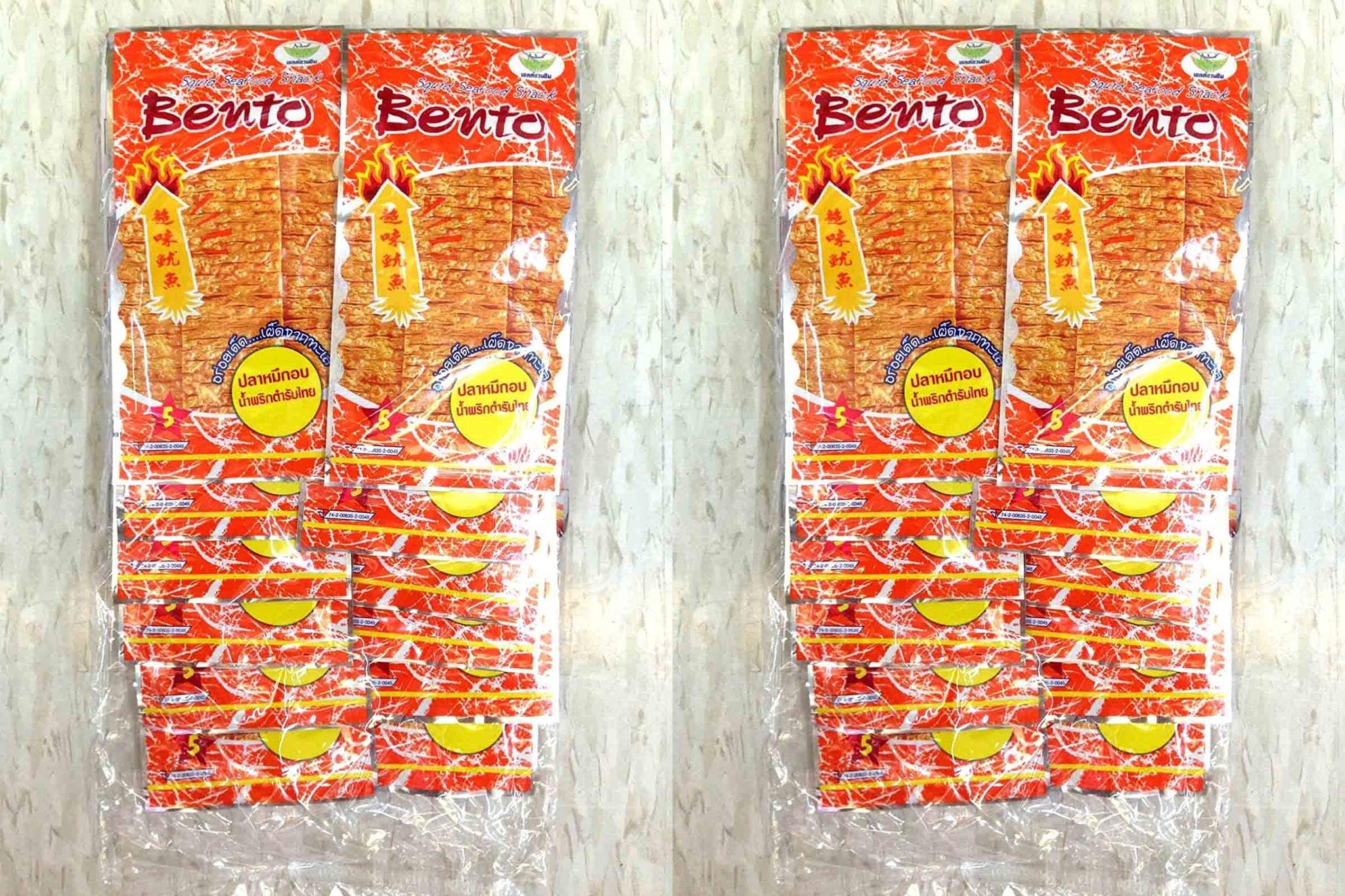 Bento Squid Seafood Snack Original Thai Chili Sauce (Wt. 6g X 12 Bags) Pack of 2