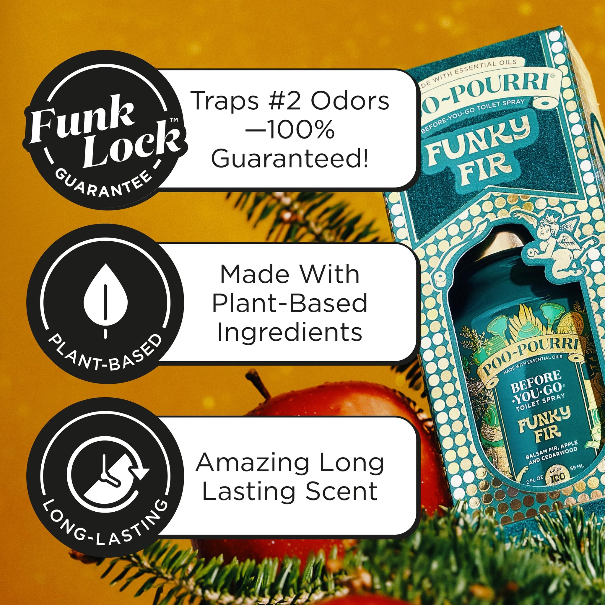 Poo-Pourri Holiday Before-You-Go Toilet Spray, Funky Fir, 2 Fl Oz - Balsam Fir, Apple and Cedarwood
