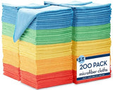 S&T INC. 200 Pack Microfiber Cleaning Cloth, Bulk Towels for Home, Reusable Microfiber Towels for Cars, Cleaning Rags, Assorted, 11.5 Inches x 11.5