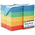 S&T INC. 200 Pack Microfiber Cleaning Cloth, Bulk Towels for Home, Reusable Microfiber Towels for Cars, Cleaning Rags, Assorted, 11.5 Inches x 11.5