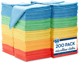 S&T INC. 200 Pack Microfiber Cleaning Cloth, Bulk Towels for Home, Reusable Microfiber Towels for Cars, Cleaning Rags, Assorted, 11.5 Inches x 11.5