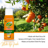 OdoBan Aroma Eliminator, 360-Degree Continuous Spray Natural Oil Real Citrus Air Freshener, Toilet Spray, 4-Pack, 10 Ounces Each, Orange Scent