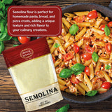 Spicy World Semolina Flour 3 LB (48 Ounce) | USA Grown Semolina for Pizza, for Pasta, and Bread Making | Fine Ground, Bulk Yellow Durum Semola Flour