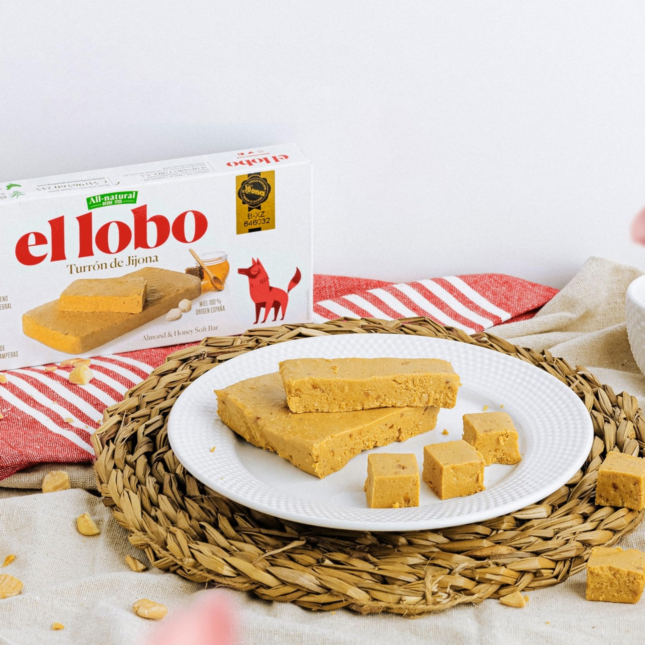 El Lobo Turron Alicante & Jijona Variety Pack, Spanish Hard & Soft Almond Nougat - Traditional Crunchy & Creamy Turrone From Spain, Gluten Free, 2